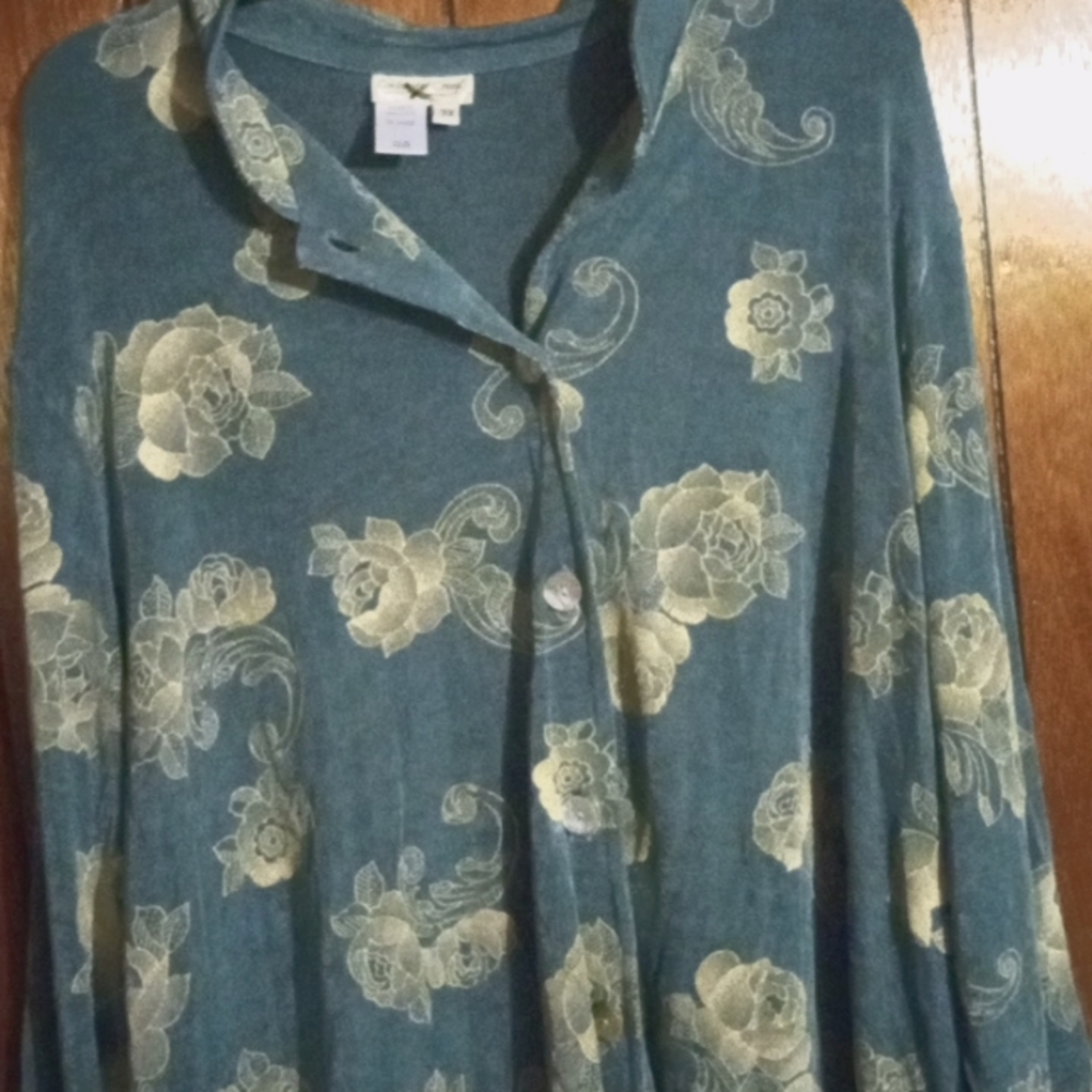 COLDWATER CREEK BEAUTIFUL FLORAL DESIGN CARDIGAN OR BLOUSE SIZE 3XL